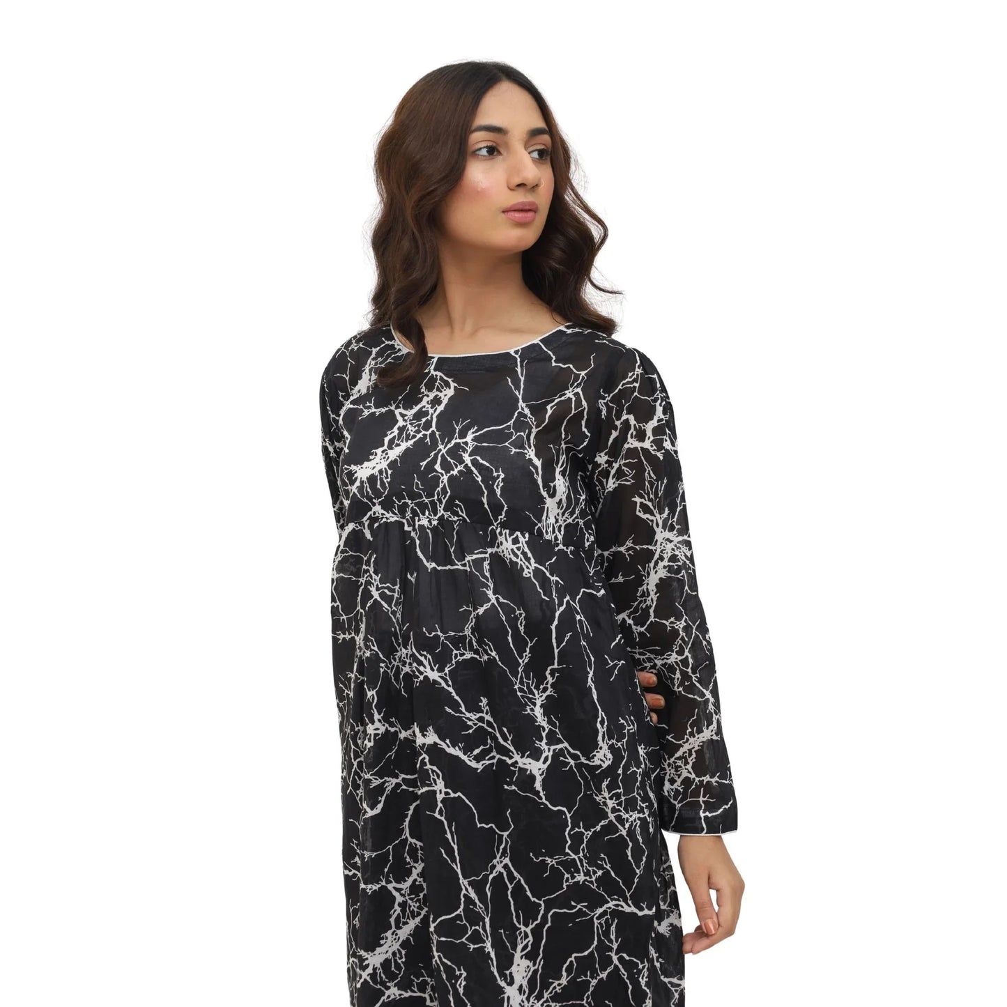 Sahraa Marble Print Trouser Detail – 2 Piece Stitched Lawn Suit Pakistan