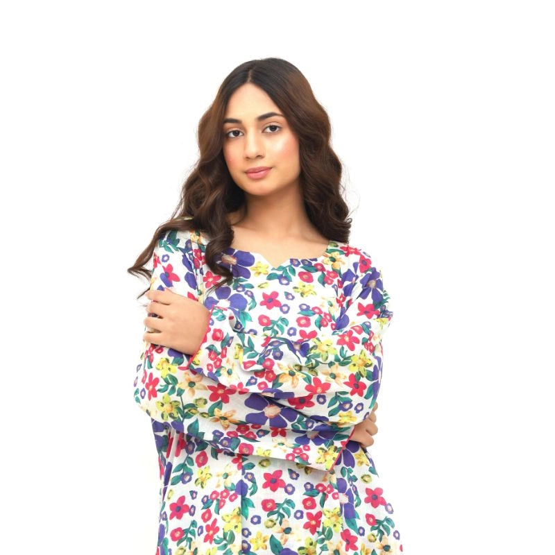 Women's digital printed floral lawn suit, Lawn Pret Summer 2026 collection, upper body front view